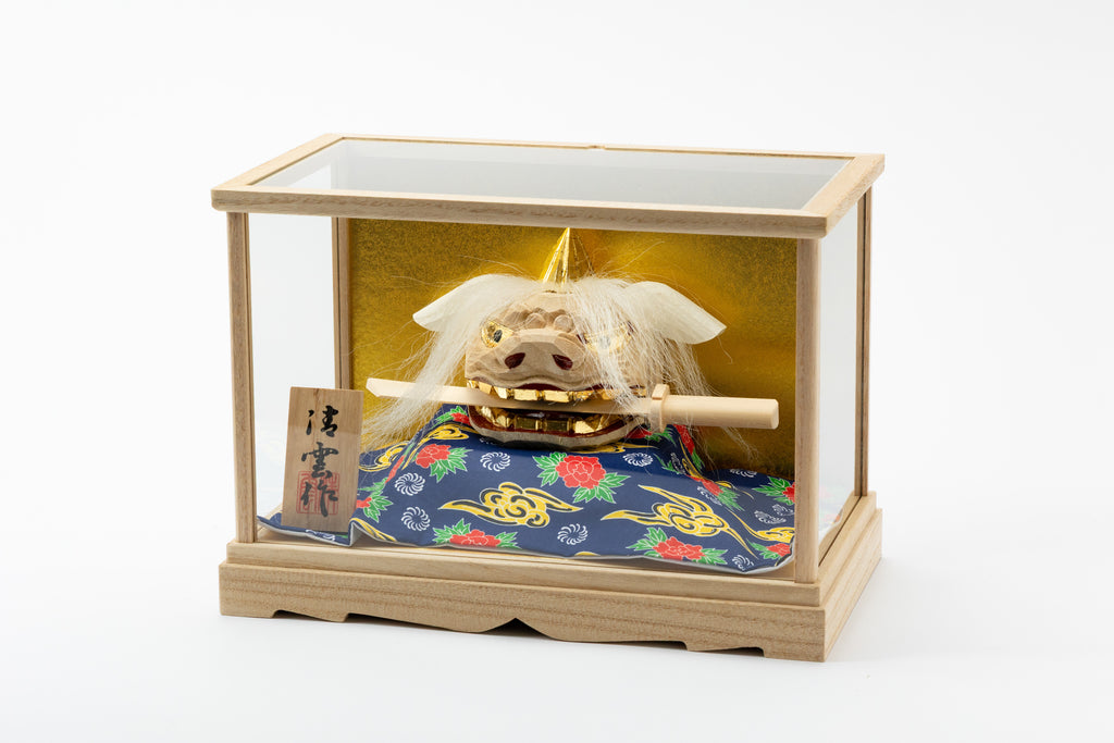 加賀獅子頭 金箔本毛仕上げ（ガラスケース付）｜G32