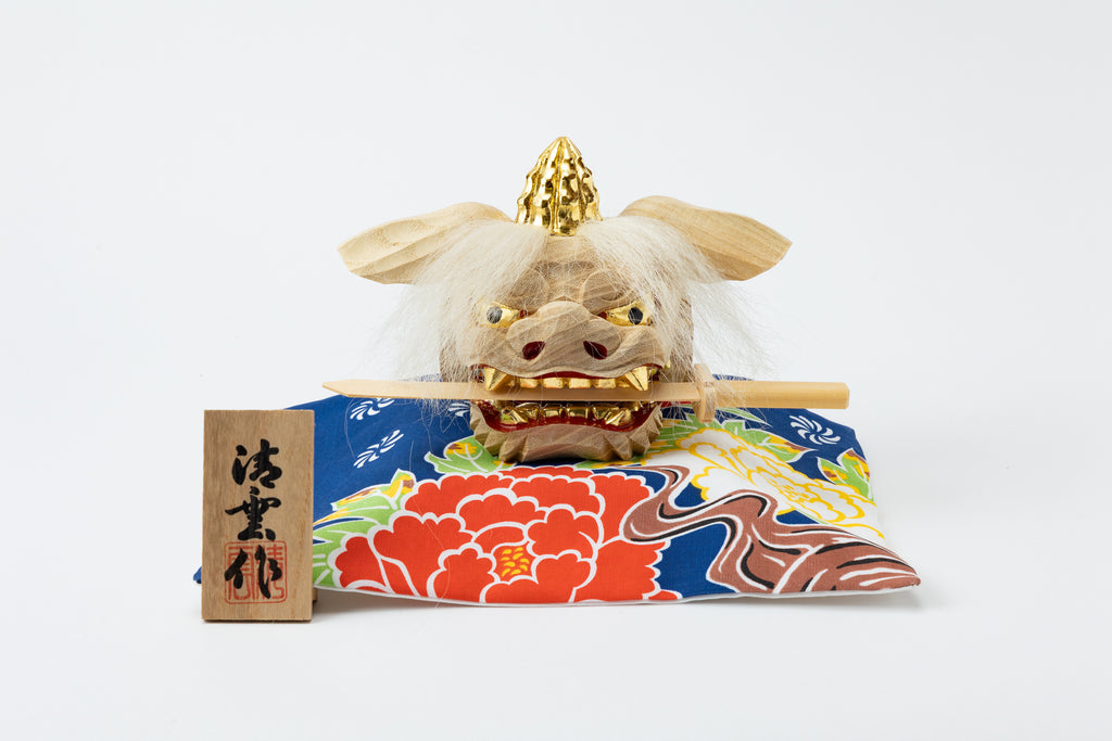 加賀獅子頭 金箔本毛仕上げ（ガラスケース付）｜G40