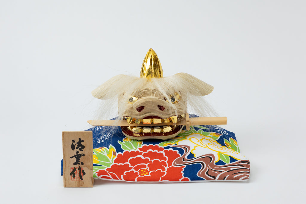 加賀獅子頭 金箔本毛仕上げ（ガラスケース付）｜G33